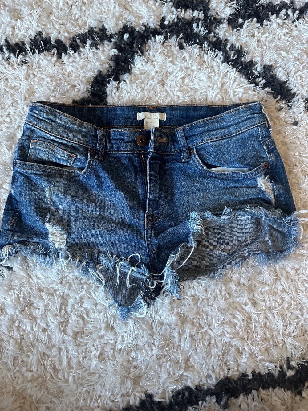H&M Distressed Blue Denim Cutoff Shorts